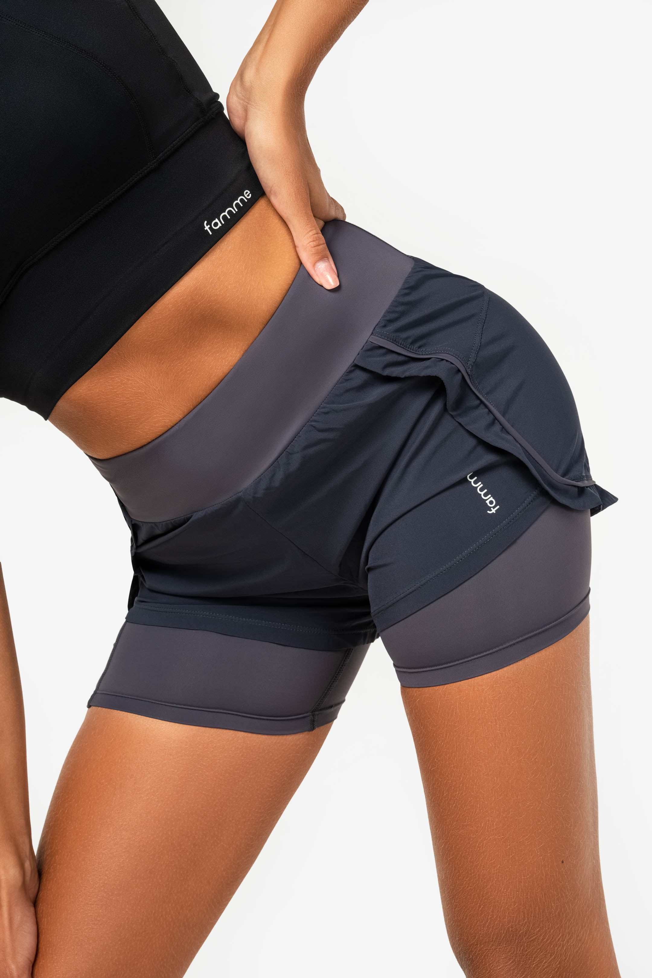 Grijze pace hardloopshorts