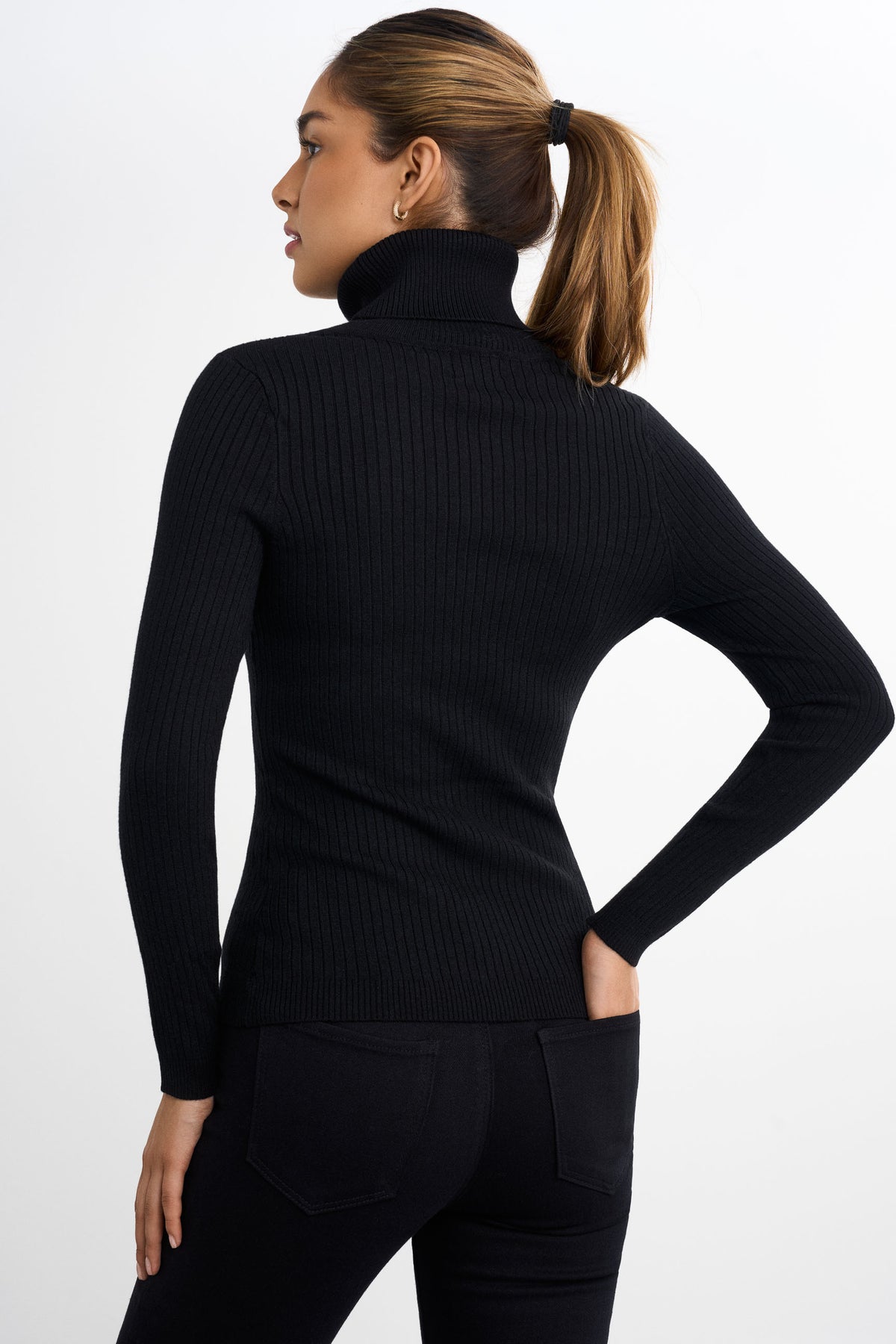Gerippter Rollkragenpullover